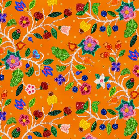 Spring Majesty Beaded Floral Orange | Yard