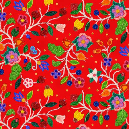 Spring Majesty Beaded Floral Red | Yard