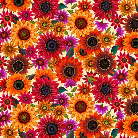 Sunflowers Packed Sunflowers Cream | Fabric