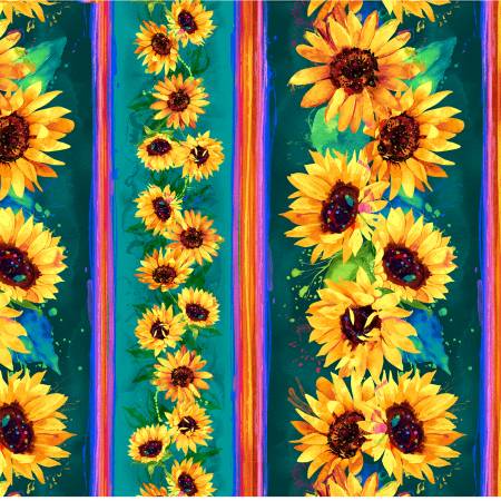 Teal sunflowers 11 stripes